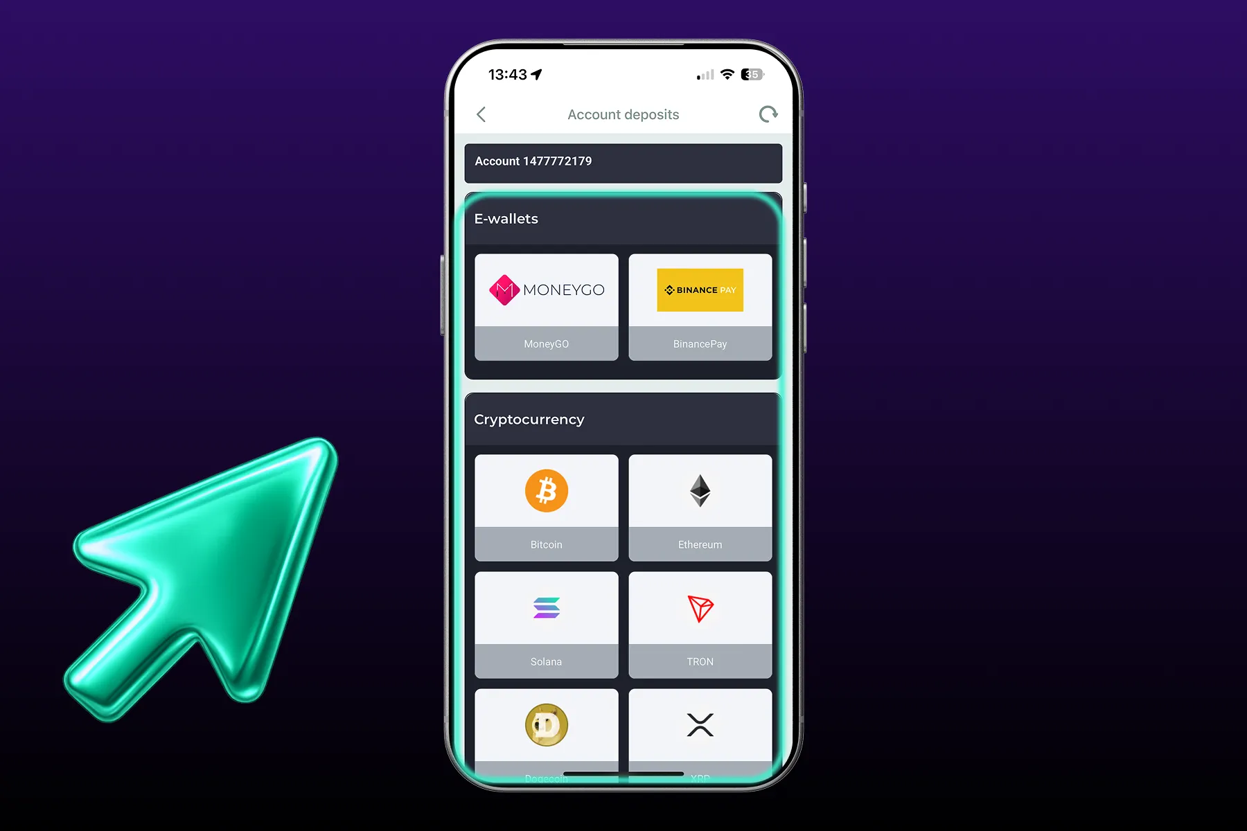 Check the depositing methods and pick a suitable method.