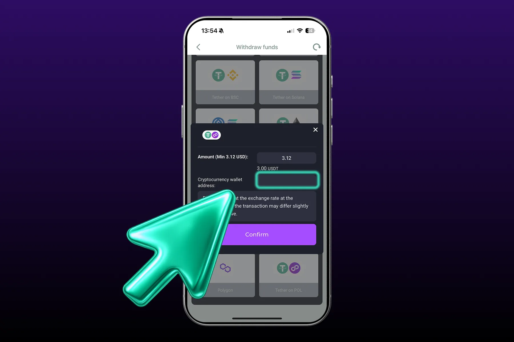 Enter wallet details and necessary information.