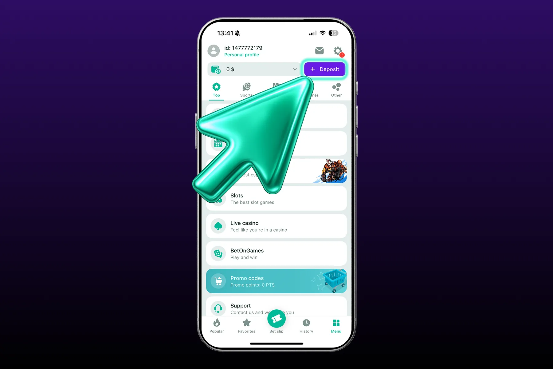 Login to the account and go to “Deposit” section.