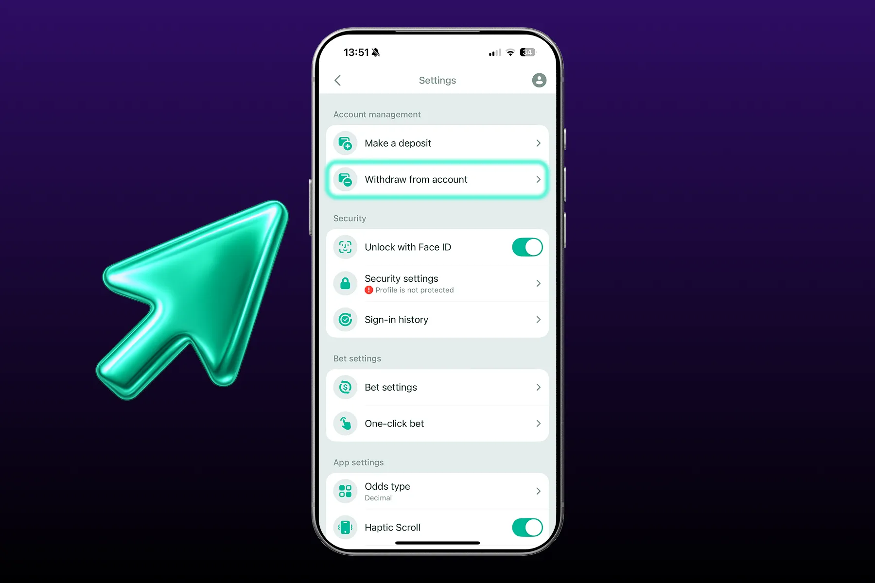 Login to the account and go to the “Withdraw” section.