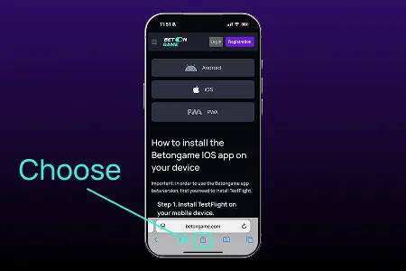 BetOnGame App Download for iOS step 1