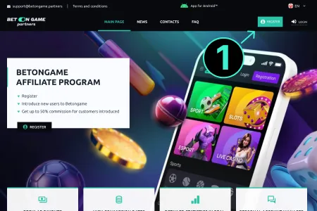 BetOnGame Affiliate Program Sign Up Process step 1